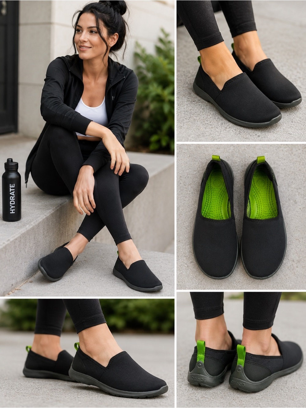 Crocs Women’s Black Slip-On Comfort Shoes Size 6 Lightweight Casual Flats